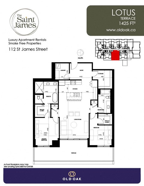 Floor plan for 2 beds, 2 baths